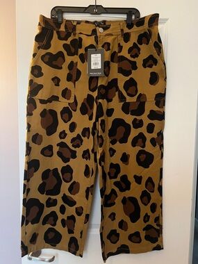 Who What Wear Graphic Leopard Print Pants - Brown & Black
